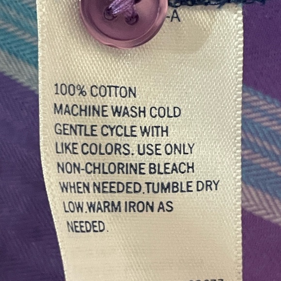 St. John's Bay Purple Plaid Button Down Shirt - Picture 7 of 7